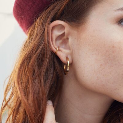 Chunky Midi Hoop Earrings - Gold Vermeil